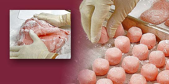 Photo of candies being made in an Alaska Wild Berry Candy Kitchen