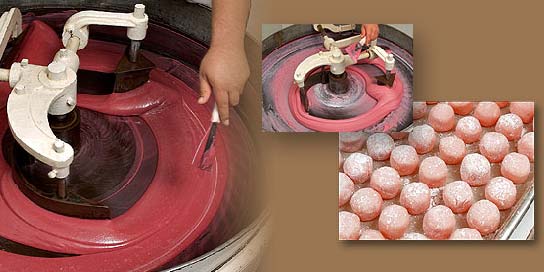 Photo of cream centers being made in an Alaska Wild Berry Candy Kitchen