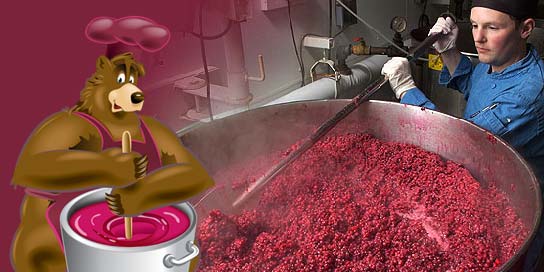 Photo of confections being made in an Alaska Wild Berry Candy Kitchen